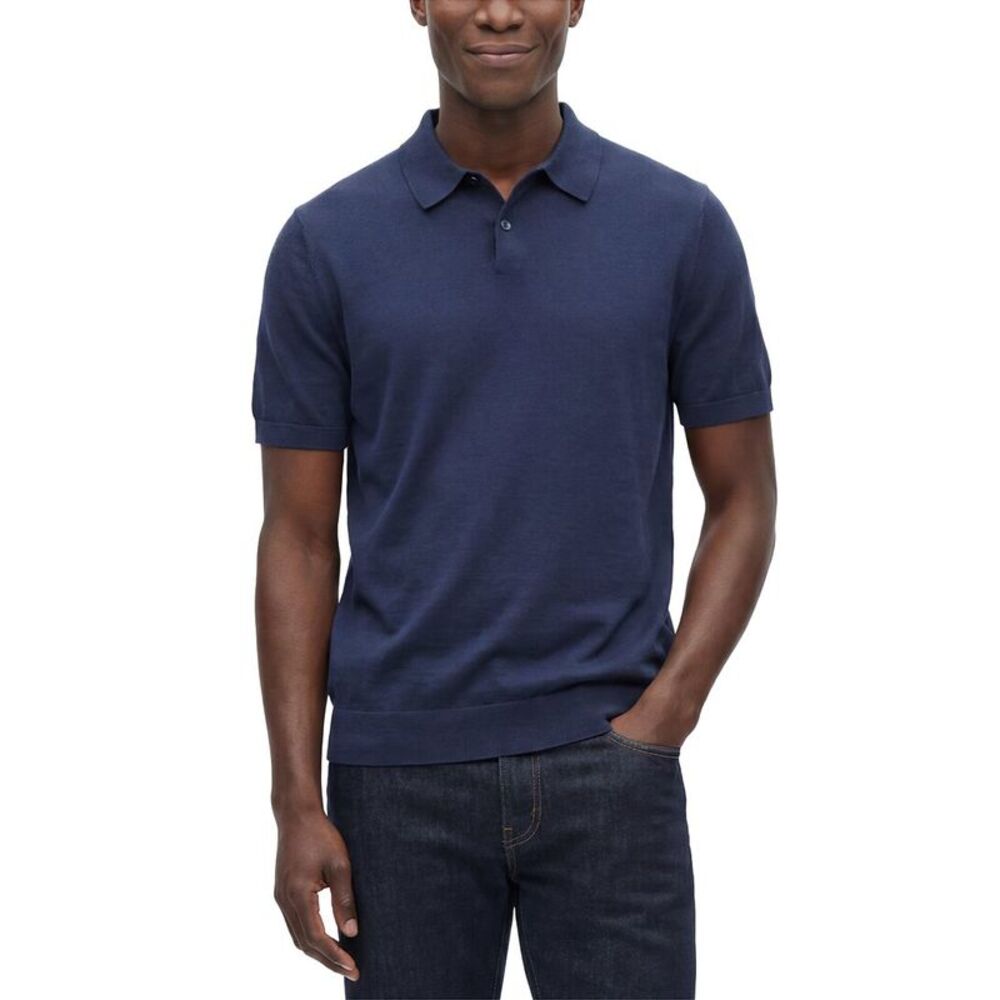 7 For All Mankind Mens  Knit Polo Sweater, Blue